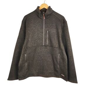 Smith's Workwear Sweater Fleece Quarter Zip Pullover Brown Heather Size L